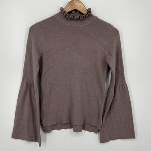 Anthropologie Evidnt Los Angeles Sweater‎ Women's Size L Gray Brown Solid Rayon